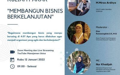 KULIAH PAKAR Membangun Bisnis Berkelanjutan “Bagaimana membangun bisnis yang mampu bersaing di 4.0? Apa yang harus dilakukan agar menjadi organisasi yang agile dan berkelanjutan?” Temukan jawabannya di acara ini✨